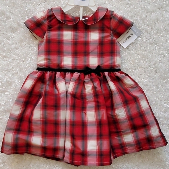 NWT Carters Red Plaid Holiday Dress Set - Picture 1 of 4